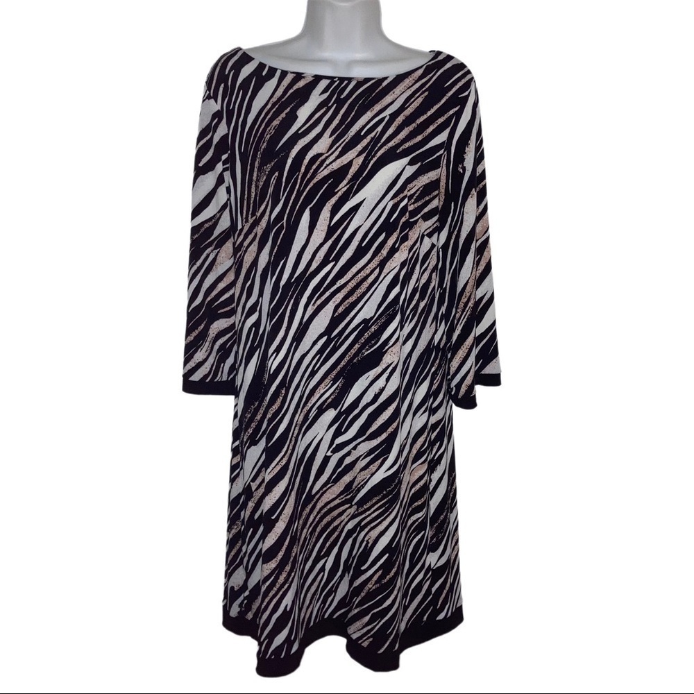 Calvin Klein Stretch Animal Print Sheath Women Dress Black Tan 12*